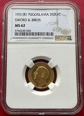 Yugoslavia - Serbia - Bosnia  Gold 1 Dukat 1931 C/m Sword - Ngc Ms 62  Rare9 • $999.99