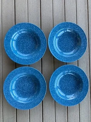 PRICED TO SELL Mikasa Ultrastone Country Blue Rimmed SoupSalad Bowls 9 1/4 CU501 • $10.99