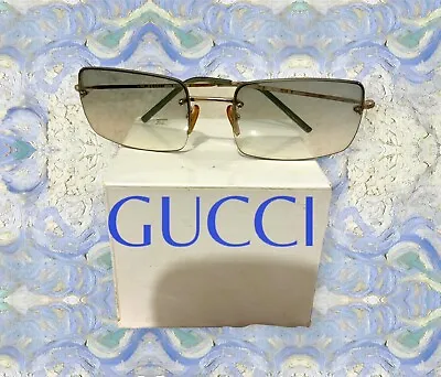VTG Gucci Sunglasses 1990’s GG1653/S Blue Gradient 22k GP Eyewear Italian Retro • $148