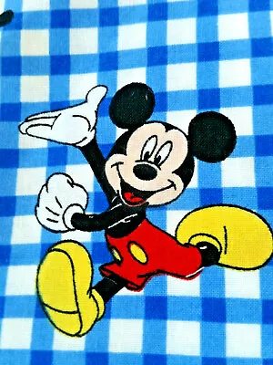 Fabric 2.5  &4  MICKEY MOUSE 2-pc WOF Remnant Cotton Blue/white Disney Springs • $8.58