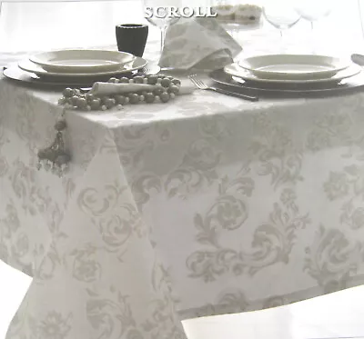 Mirabello Tablecloth  Scroll /White 100% Premium Cotton 63 X 102 • $69.99