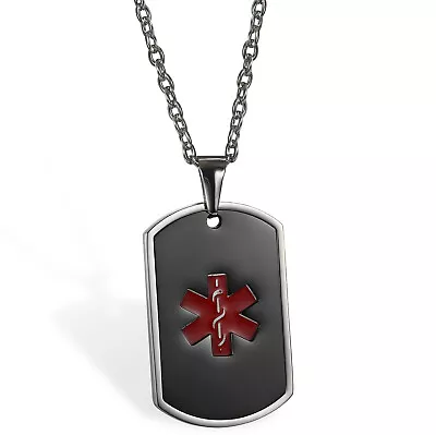 Free Personalized Medical Alert Necklace Emergency Med ID ICE Tag For Men Women • $10.89