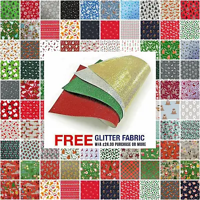 £3.29 • Buy Christmas Polycotton Fabric Material - Eighty Patterns Sold Per Metre 112cm Wide