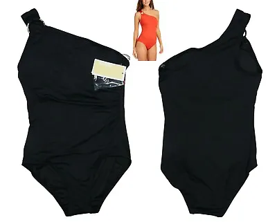 Michael Kors One-Shoulder Ring Accented One Piece Bathing Suit 6 NWT Black • $53.95