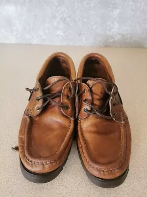 Vintage Brown Camel Boots Deck Shoes Boat Leather UK 9 • £19.99