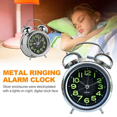 $17.69 • Buy Super Loud Double Bell Alarm Clock With Night Light Bedside Home Decor