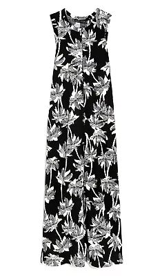 M&S Collection Black Print Midaxi Dress Size 8 10 12 New • £15.99