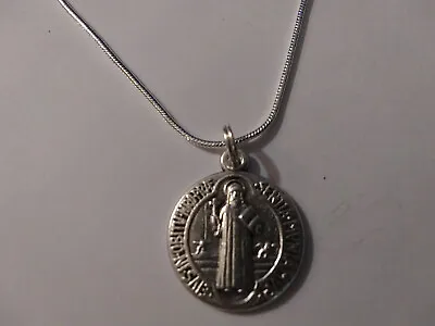 $15.99 • Buy St Benedict Protection Medal Pendant 925 Sterling Silver Chain Necklace 20 