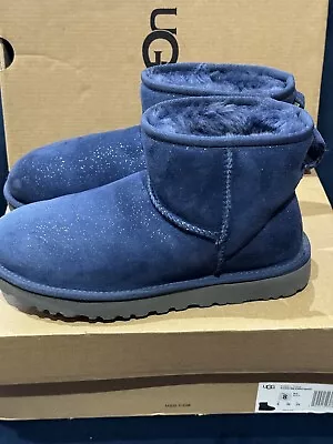 Ugg Classic Mini Milky Way Dark Denim Suede Sheepskin Women's Boots Size Us 8 • $69.89