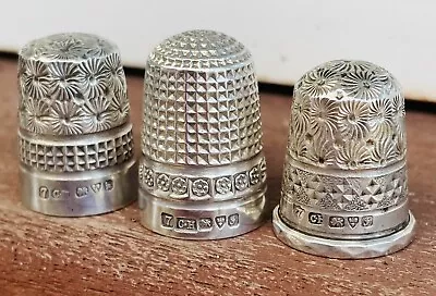 3 Good Condition Solid Silver “charles Horner” Thimbles Chester 1906 & 1912.. • £11.50