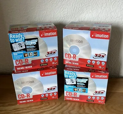 NEW-  Sealed  Imation 700 MB / 80 Min 32x CD-R Recordable Discs -  4 Packs • £12.50