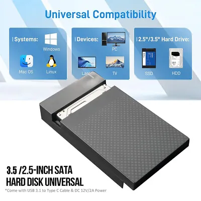 2.5'' 3.5'' External SATA USB 3.0 Hard Drive Enclosure Caddy Case HDD Box 6Gbps • £5.49