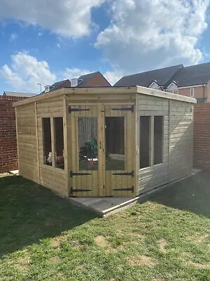 Garden Shed Corner Summer House Tanalised Super Heavy Duty 12x12 19mm T&g. 3x2 • £3180
