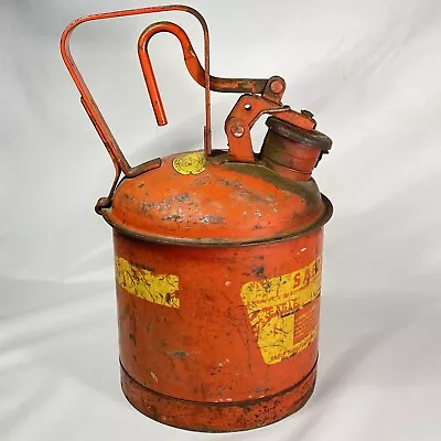 Vintage Eagle 1 Gallon Safety Gas Can Red Yellow Working Metal Can • $27.99
