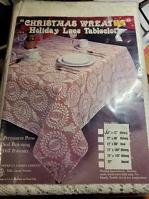 Vintage Tablecloth American Fabrics Company Lace Oblong 52  X 72  Christmas NWT • $18.71