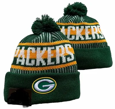 Green Bay Packers Winter PomPom Beanie Ski Cap Hat  US STOCK SHIPPING IN 1 Day！ • $18.99