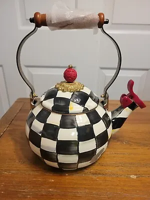 Mackenzie Childs Courtly Check 2 Qt Whistling Teapot Damaged  • $89