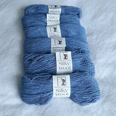 6 Skeins Elsebeth Lavold Silky Wool Yarn -  Faded Denim   • $48