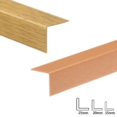 £5.95 • Buy Plastic Corner Trim Beech Oak Wood Effect PVC Rigid Angle Cover Trim 1 Metre