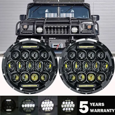 Pair 7  LED Headlights Military Truck Hummer M998 M923 M35a2 24v Humvee Headlamp • $59.99