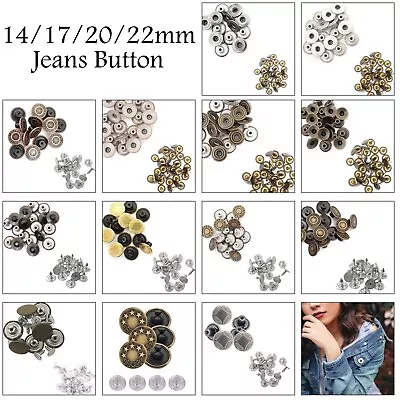 Jeans Buttons Hammer On Denim Replacement DIY For Leather Bags Trousers Skirts • £2.69