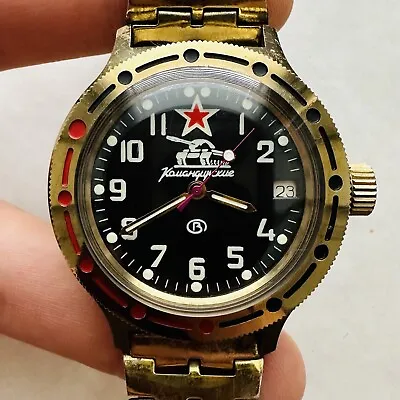 RARE Military KOMANDIRSKIE TANK 2416B Automatic Vostok USSR Watch Soviet TITAN • $135