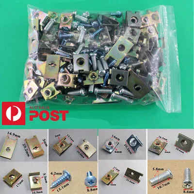 200Pcs Mixed Metal Fasteners Screws Car Body Door Fender Panel Fixed U Nut Clips • $22.40