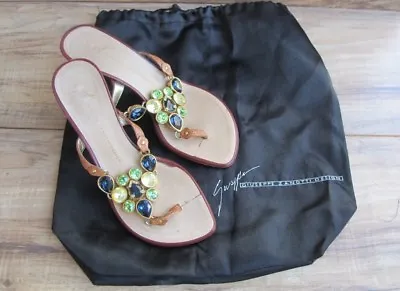 Giuseppe Zanotti VICINI Women Gemstone Leather Sandals Shoes US 5 EUR 35 - EUC • $199.95