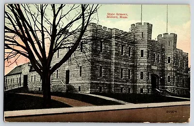 Postcard State Armory Milford Massachusetts MA Posted 1914 Street View • $4.50