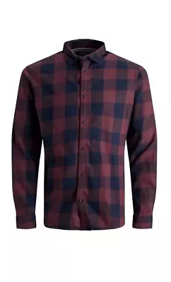 2x Jack & Jones Gingham Long Sleeved Shirt Port Royale XL (Pack Of 2) NEW • £13