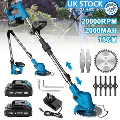 20V Cordless Strimmer Grass Trimmer Electric Tree Garden Edger Cutter 2 Battery • £35.86