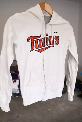 Nike MLB Twins Baseball Full Zip White Hoodie Size Small Spellout • $24.95