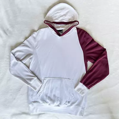 Men's Vurt Pull Over Hooded Sweatshirt | White/Maroon | Lightweight | Sz Medium • $13.99