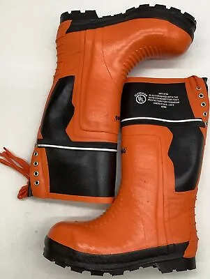 Viking Men's VW64-1 Class 2 Chainsaw Steel Toe 15  Rubber Boots Orange Size 7 • $99