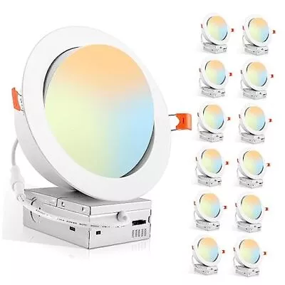  12 Pack Gimbal LED Recessed Lighting 6 Inch 5CCT Adjustable Recessed Light  • $189.23