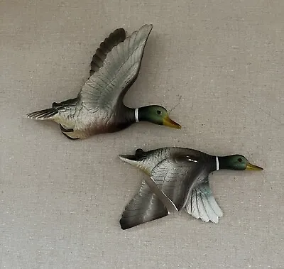 Vintage Pair Flying Mallard Duck Wall Pockets Japan READ DESCRIPTION Pre-Owned • $5