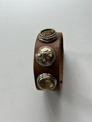$49 • Buy Genuine Noosa Amsterdam  Leather Bracelet , Tan , Size S  With 3 Chunks