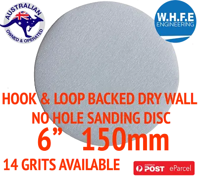 0RBTIAL SANDING DISC 150mm 6  HOOK AND LOOP PAD NO HOLE SANDPAPER DRYWALL METAL • $21.99