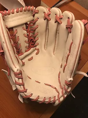 Custom Vinci White With Pink Lace Y Web And Breast Cancer Ribbon Glove AAC99 • $219.99