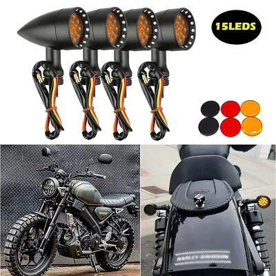 4X Motorcycle Bullet LED Brake Running Turn Signal Tail Light For Harley Cruiser • $45.49