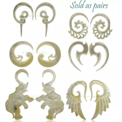 £24.86 • Buy Shell Ear Spiral Hanger Stretcher Earrings Mother Of Pearl Taper Plug Tunnel