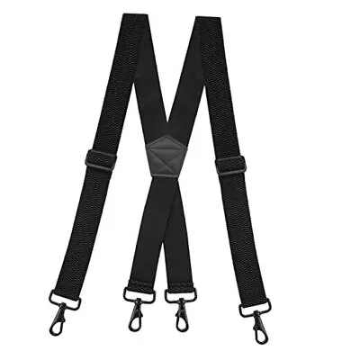  Heavy Duty Suspenders For Men - 48  Adjustable Straps 1 1/2  - X Back Black • $28