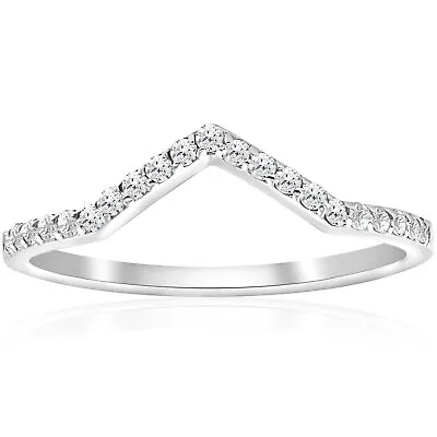 1/4ct Diamond Curved V Shape Wedding Ring Womens Stackable Wedding Band 10k Gold • $179.99