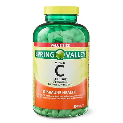 Spring Valley 1000 Mg Vitamin C With Rose Hips 500 Tablets Support Immune New • $18.20
