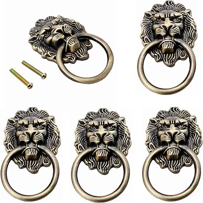 5 Pcs Large Drawer Lion Head Ring Pull For Nightstand Dresser Cupboard • $20.95