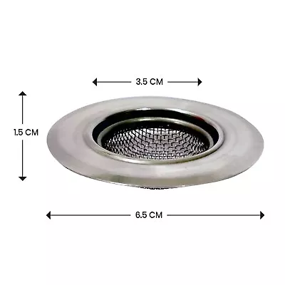 3.5cm STAINLESS STEEL SINK BATH PLUG HOLE STRAINER DRAINER BASIN HAIR TRAP COVER • £3.49