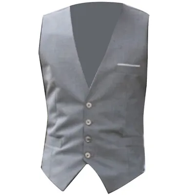 Men's Sleeveless V-neck Suit Vest Business Casual Slim Waistcoat Single-breasted • $11.79