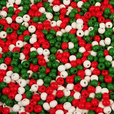 Christmas Mix Wooden Seed Beads 5 X 6 Mm (30g) CRAFT CHILDRENS BEADS W500 • £2.50