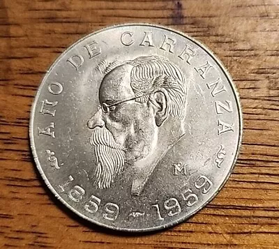 1959 Mexico 5 Pesos .720 Silver Coin Carranza KM-471 • $23.50