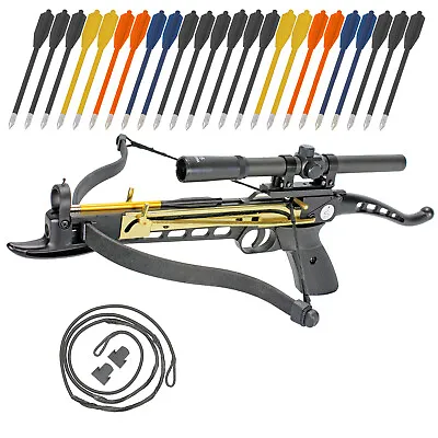 Crossbow Self-Cocking 80 LBS By KingsArchery With Hunting Scope24 Plastic Arrow • $69